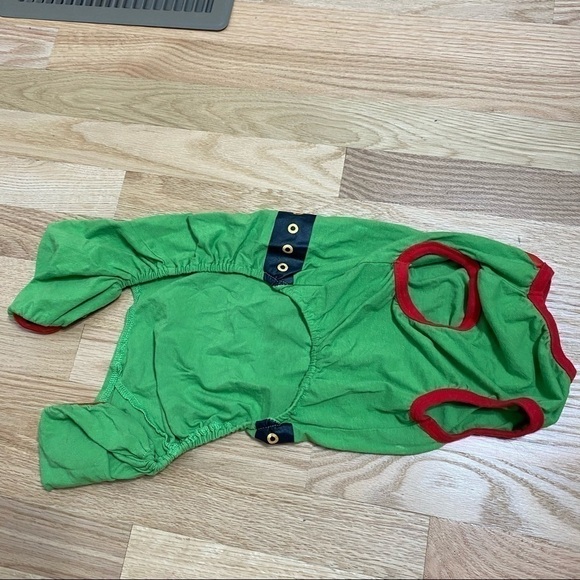 Dog Elf Pajama Medium Green Red Pet Clothing - Picture 3 of 4